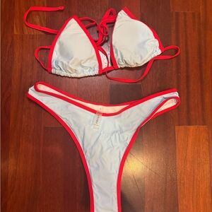 Red and Baby Blue Bikini Set